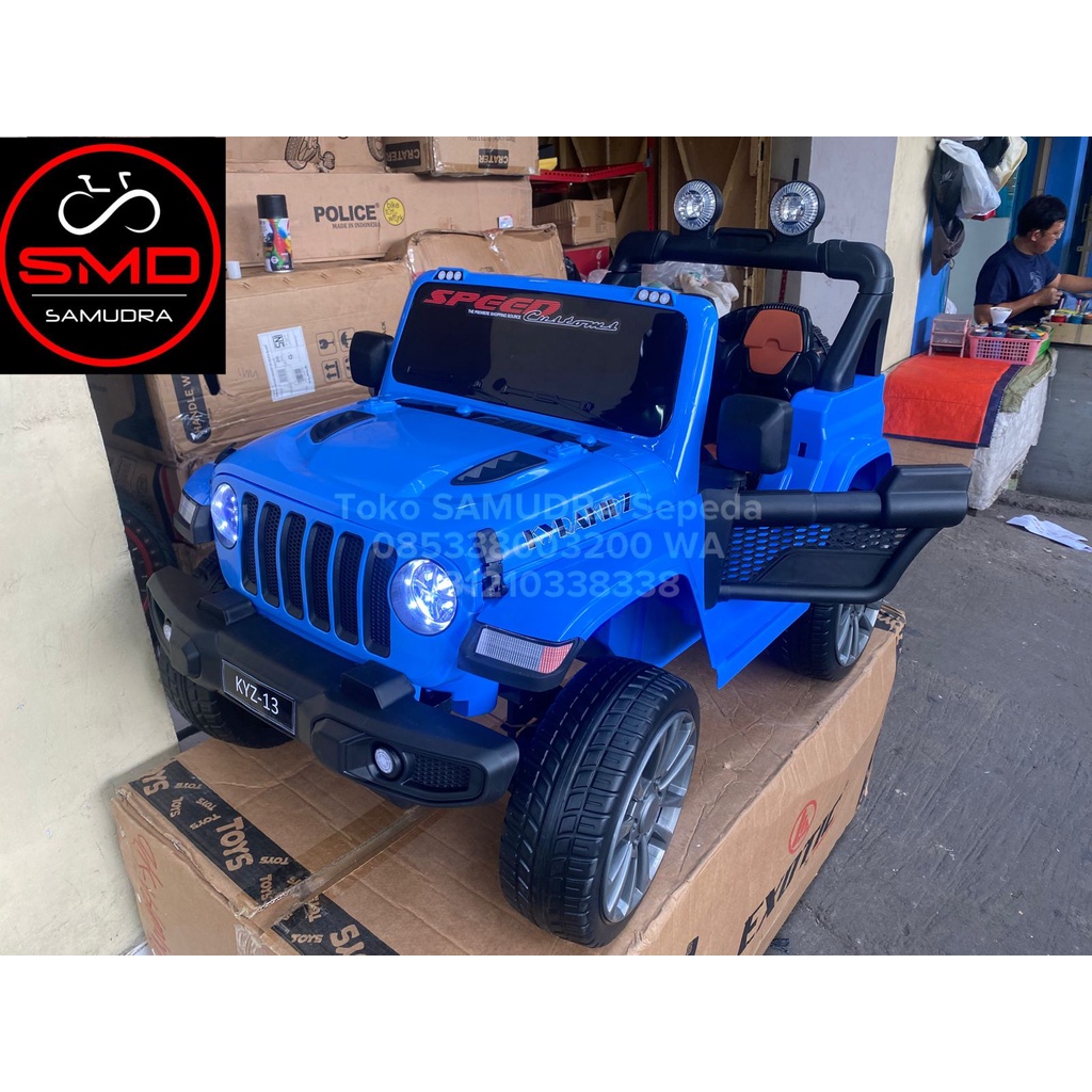 Mobil Aki Mainan Anak Cas Remot KYZ 13 Ban Karet Jeep Murah BDG
