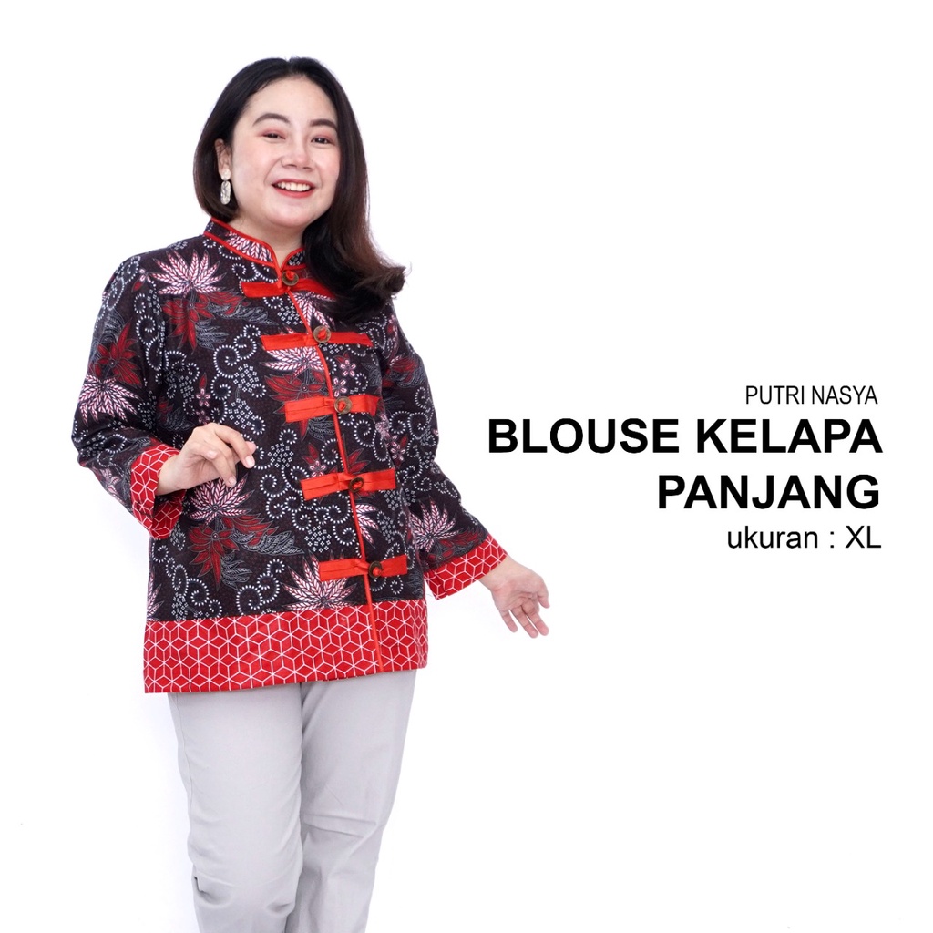 Atasan Batik Blouse Big Size Wanita Kerja Jumbo S-M-L-XL-XXL-3L-4L-5L Model Blus Jumbo Seragam Batik