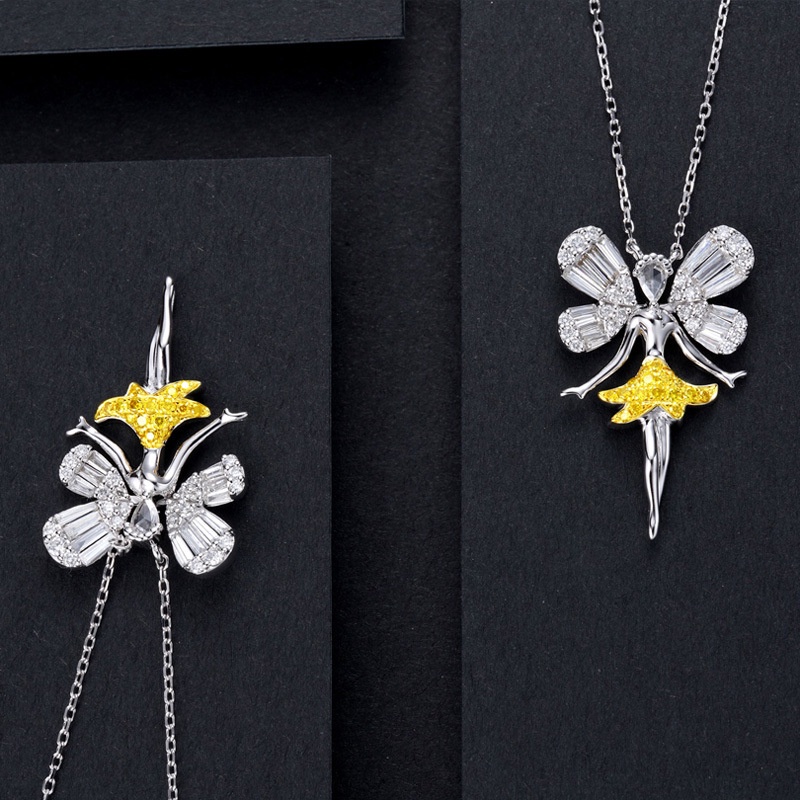 Butterfly Kalung Rantai Dengan Liontin Kupu-Kupu Warna Kuning Untuk Wanita