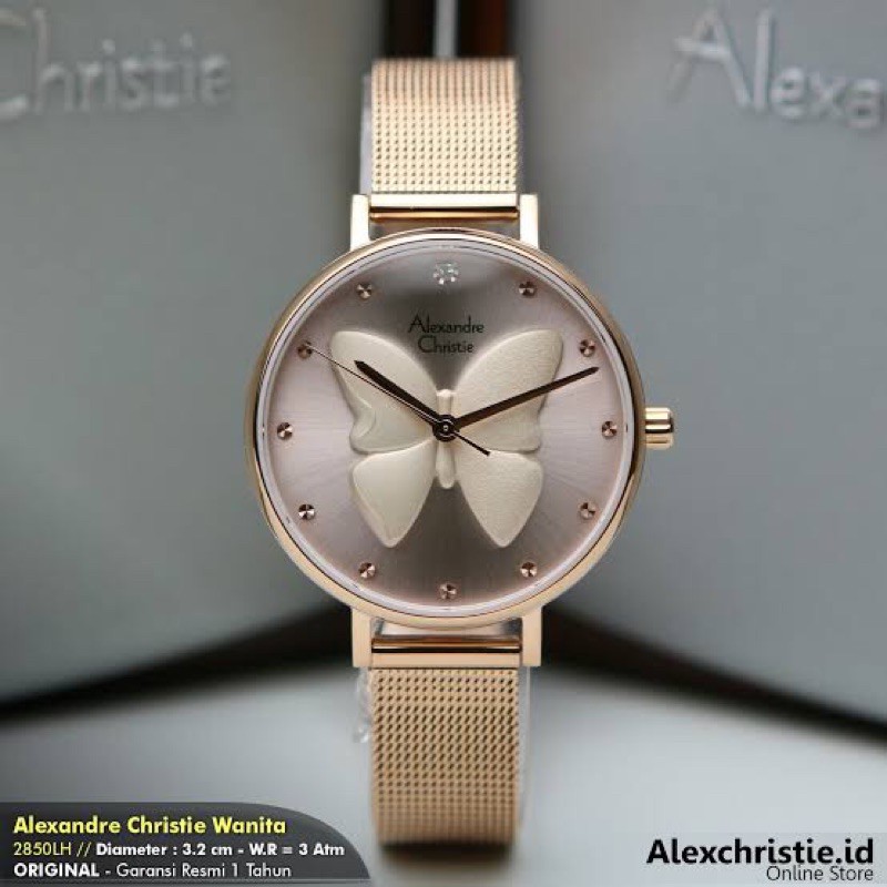 Jam Alexandre Christie Wanita Ori AC 2850 Butterfly AC2850 Tali Pasir Alexander Original
