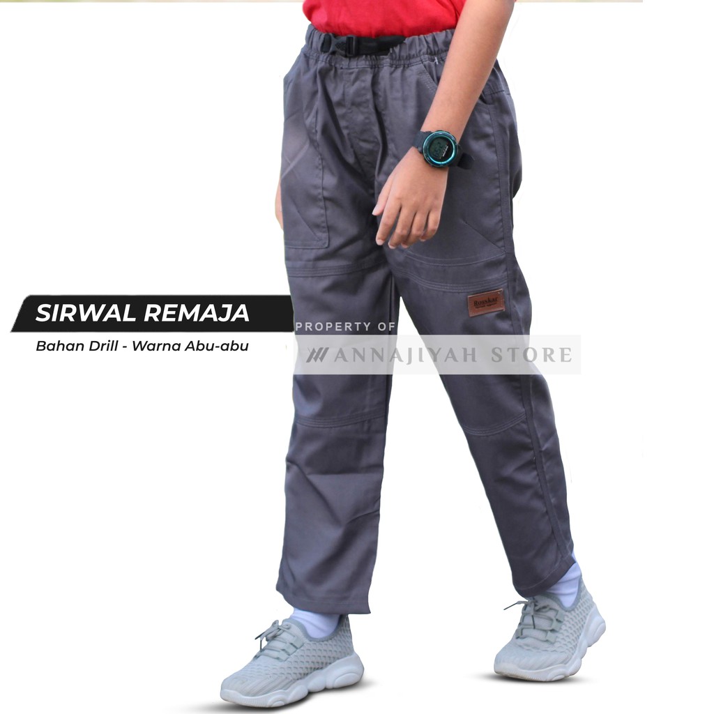 Celana Sirwal Outdoor Remaja dan Anak merk Rosskar bahan DRILL Model Cargo SJO