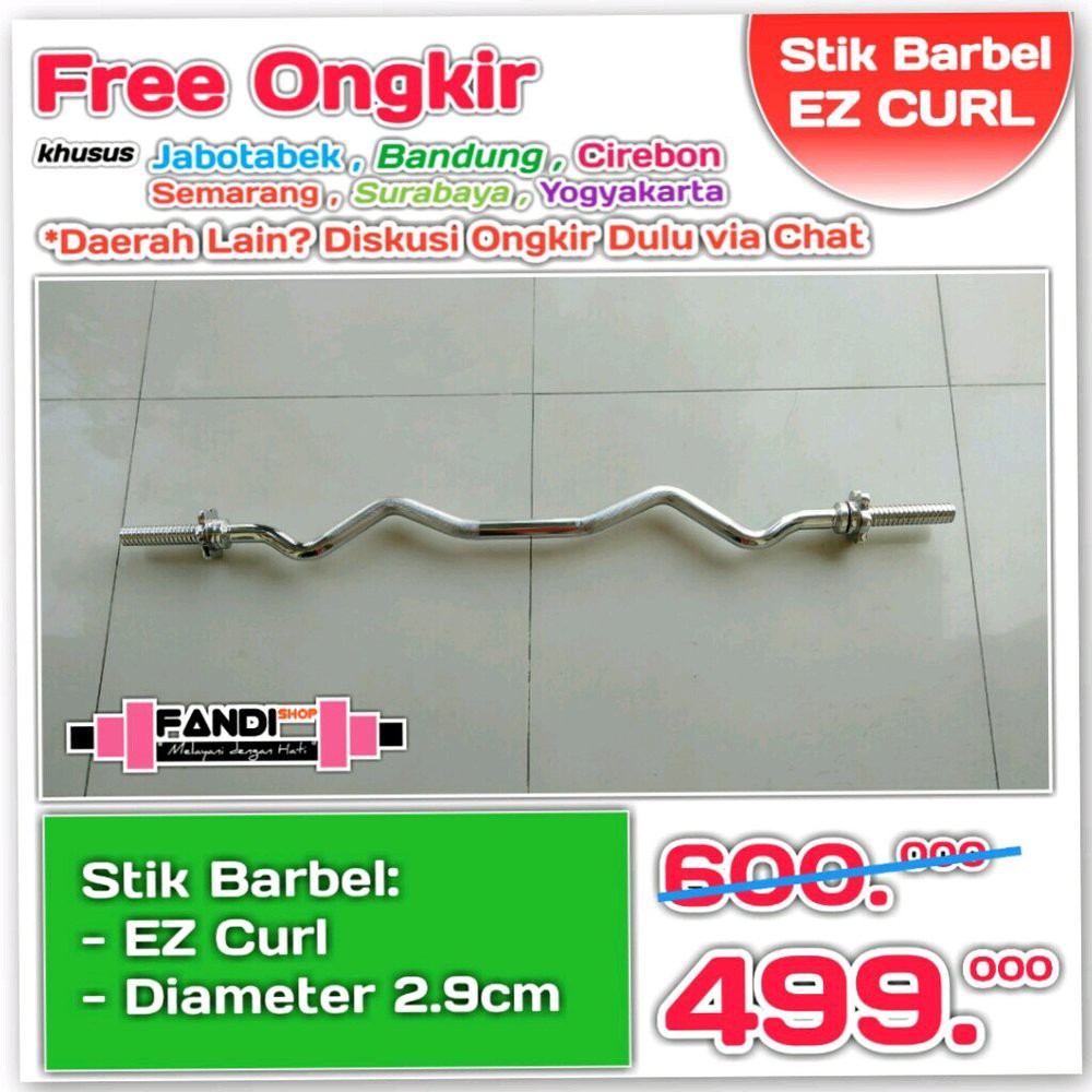 Promo STIK BARBEL EZ CURL BAR - STIK LENGKUNG Terlaris