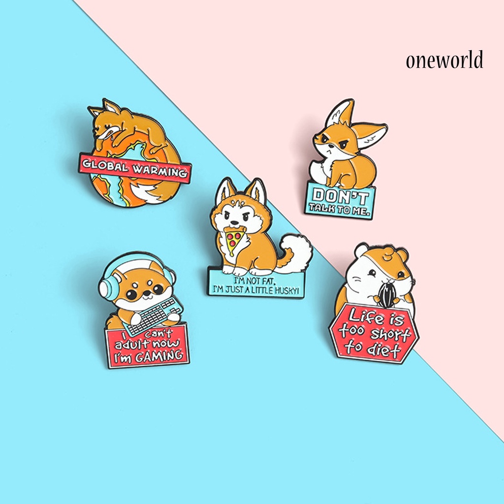 OW@ Animal Brooch Corgi Shape Exquisite Lightweight Squirrel Design Enamel Pin for School