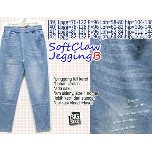 SOFT JEANS JUMBO 39 40 41 42 CELANA MELAR BIGSIZE WANITA KARET WANITA
