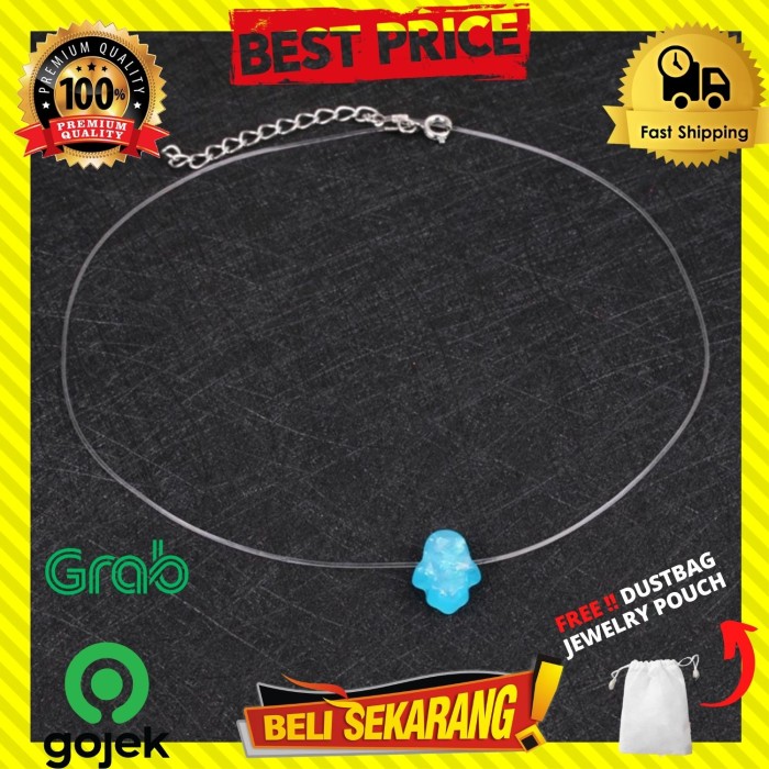 KALUNG TALI NYLON LIONTIN BATU OPAL BENTUK HATI DAN HAMSA WANITA K161