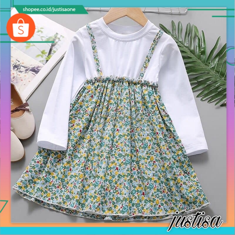 Promo !! Dress anak peremuan import / Dress polos bloomy alice lengan panjang Ukuran 3-4 Tahun / Dress anak lucu