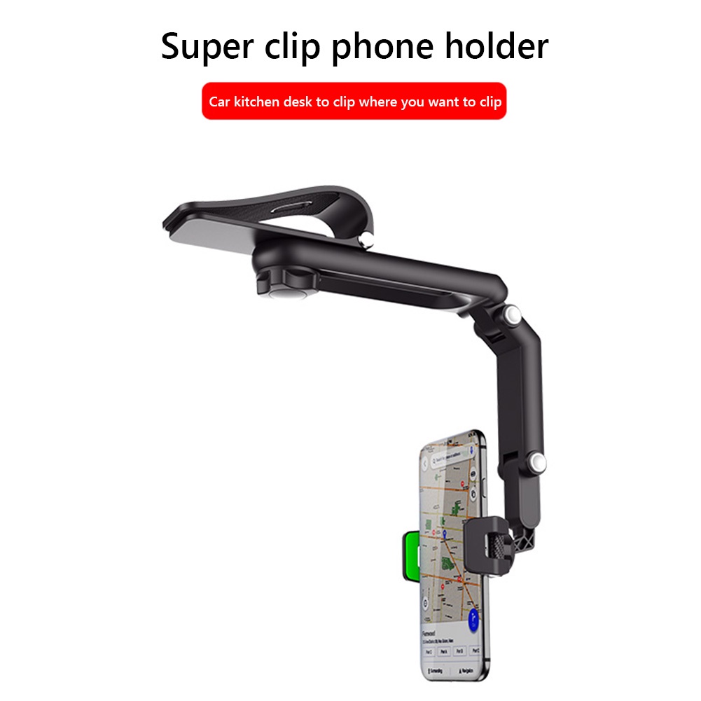 Bracket Klip Stand Holder Handphone Universal Rotasi 360 ° Untuk Sun Visor / Dashboard Mobil