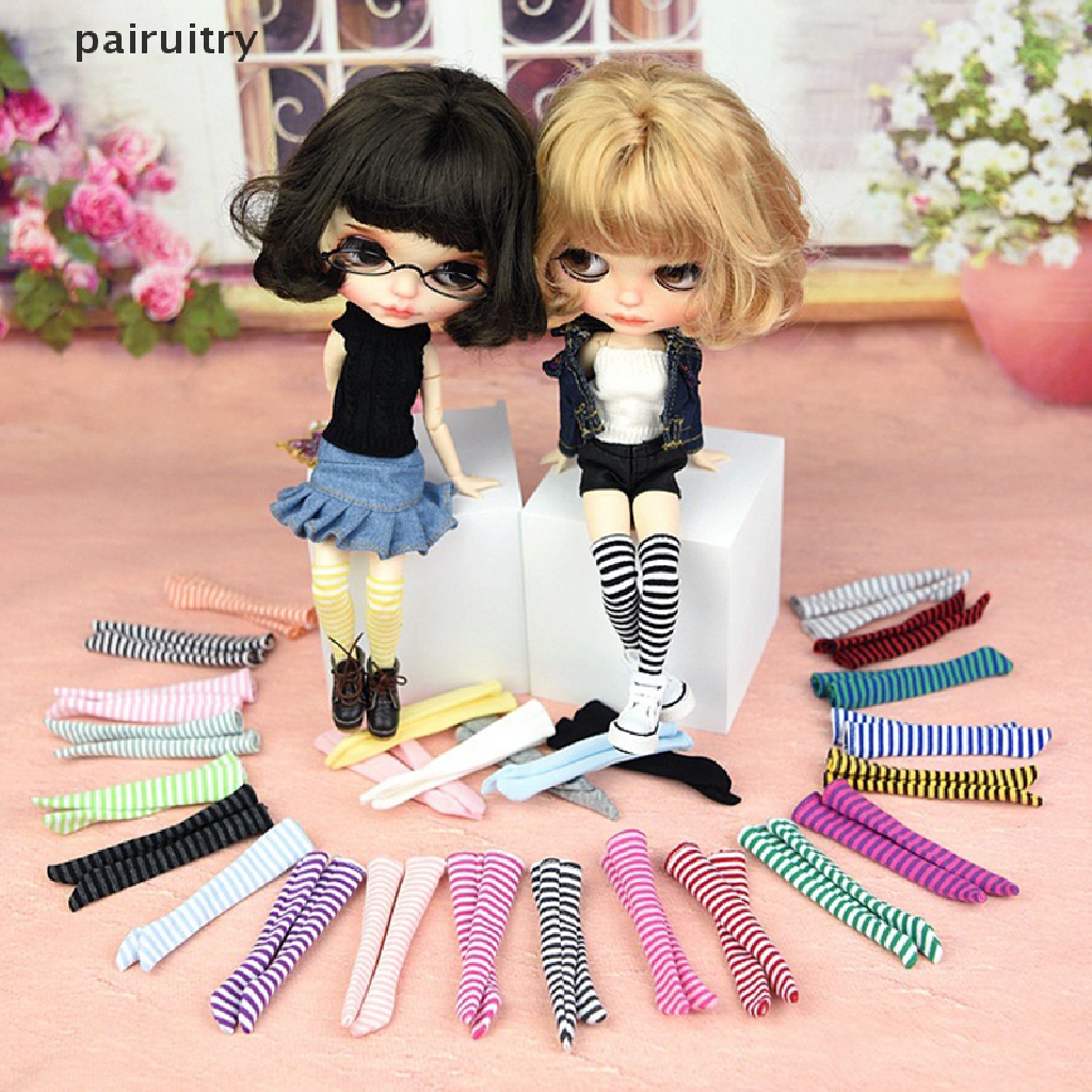 1 Pasang Kaus Kaki Motif Garis Untuk Aksesoris Boneka Blyth licca BJD 28-30cm 1 / 6