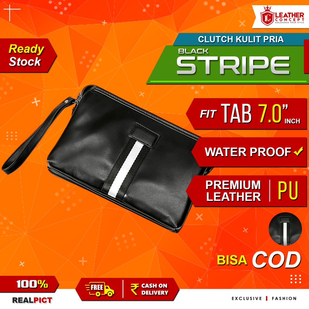 Tas Tangan Pria - Clutch Pria - Dompet Pria - CLUTCH STRIPE HITAM