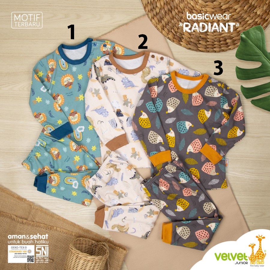 Baju Bayi Setelan Oblong Celana Panjang Piyama 3 6 9 Bulan 1-3 Tahun Velvet Junior Radiant 1pcs