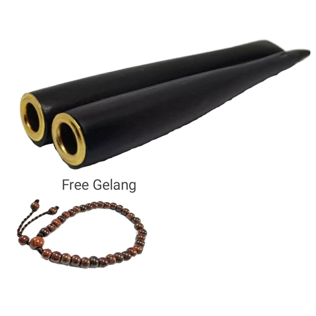 Pipa Kayu Galih Kelor Hitam Asli Gratis Gelang Kayu