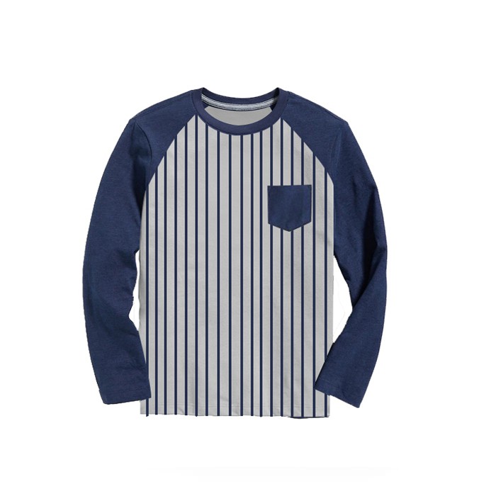 NKIDS - Kaos Anak Cowok Lengan Panjang Navy Salur