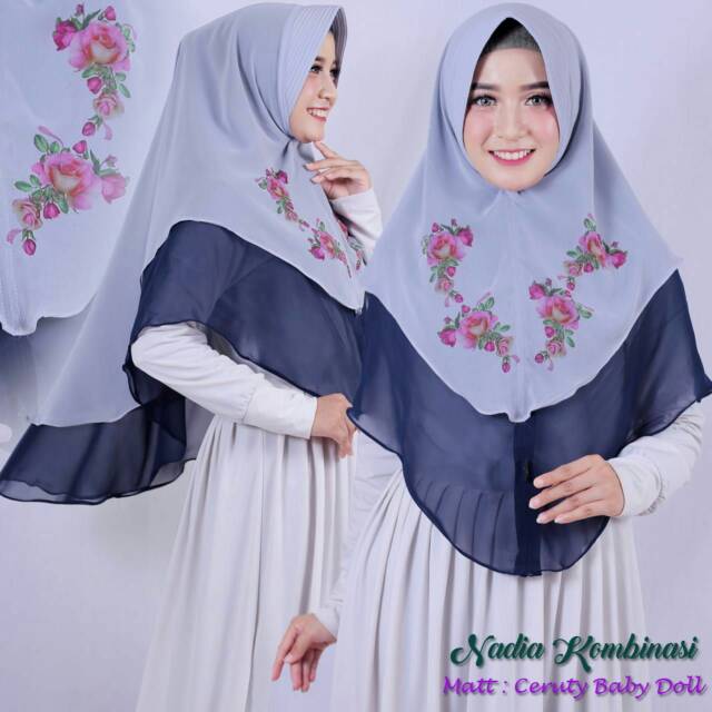 Khimar printing kombi bunga