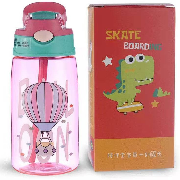 Botol Minum Anak Desain Unik Variasi Motif Karakter terdapat Sedotan BPA FREE bottol minum sedotan cangkir jerami cangkir plastik lucu cangkir kartun portabel 480ML 1000ML-5
