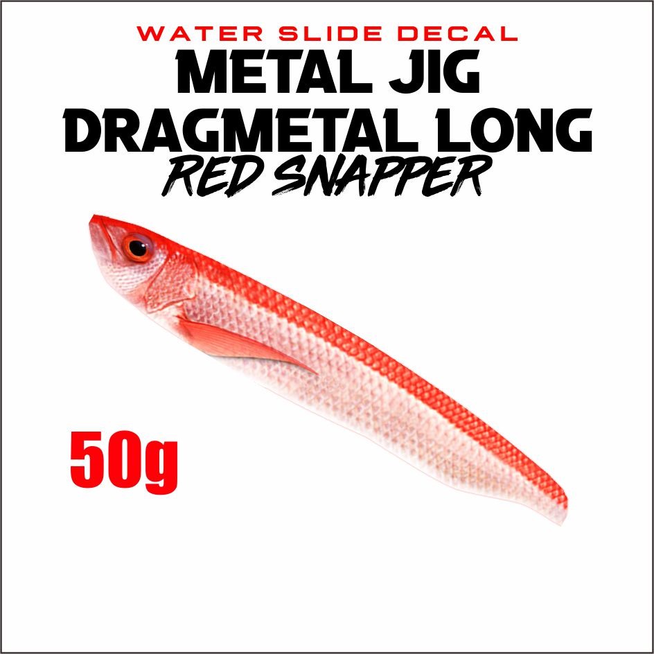 Dragmetal Long Red Snapper Water Slide Decal Metal Jig 50g 60g 80g