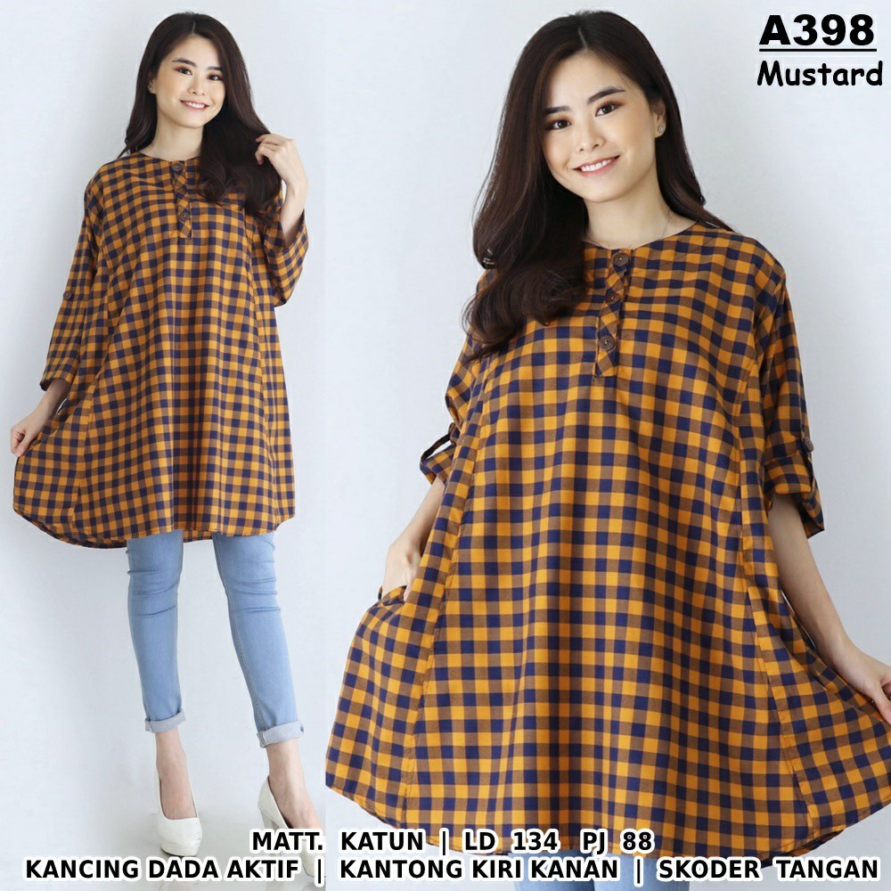 WSE390 - BlouseTunik Oversize Fahira BIG SIZE XXXL Blouse Tunik 3XL LD 134 CM PJ 88 CM Katun Kotak PREMIUM QUALITY