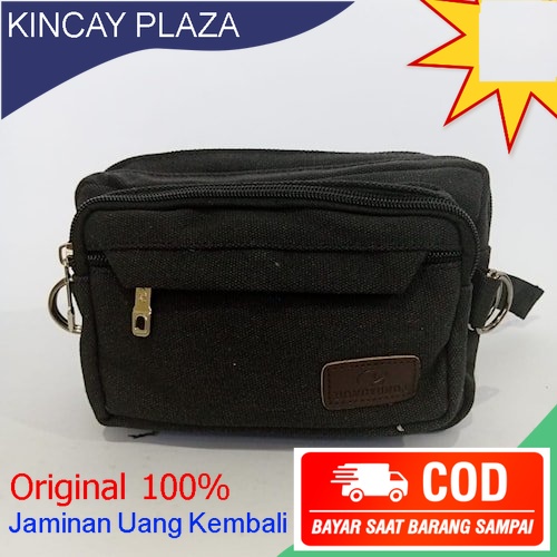 POLO WISDOM CANVAS Mini Waist Bag Tas Selempang Slempang Salempang Pinggang Jualan Pria Cowok Cowo R