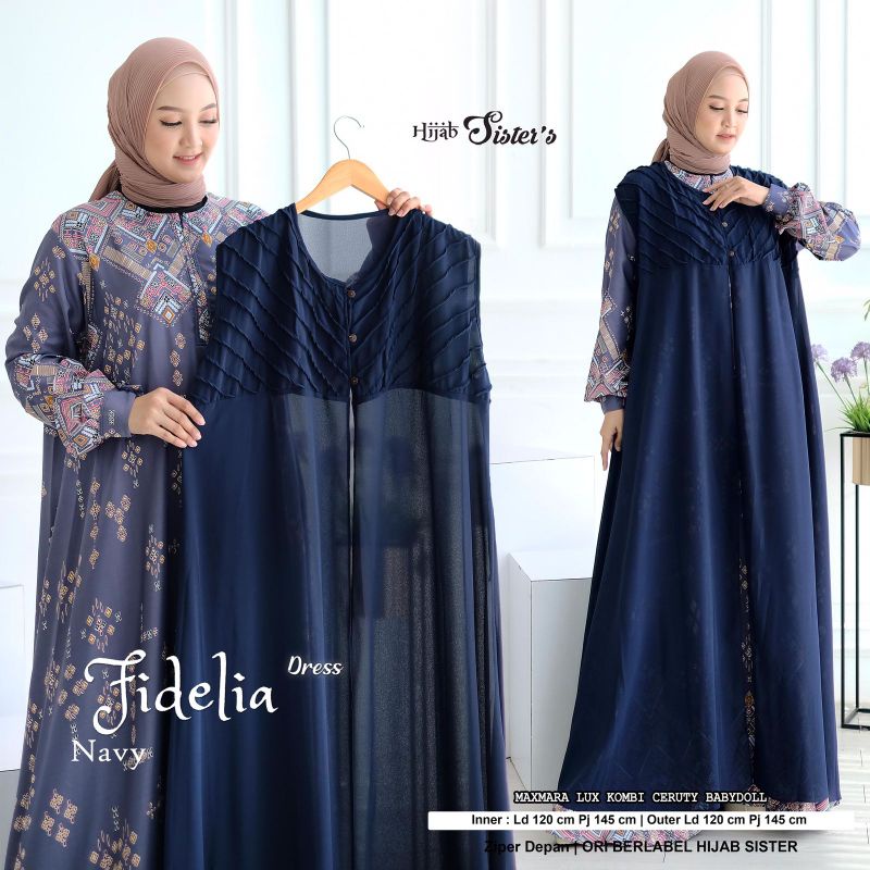 SETELAN GAMIS MAXMARA LUX + OUTER CERUTI POLOS FIDELIA BY HIJAB SISTER