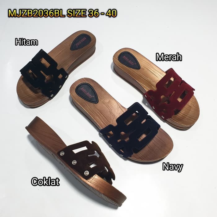 jelly sandal wanita bludru barabara slop karet import bara bara cewek MJZB2036BL