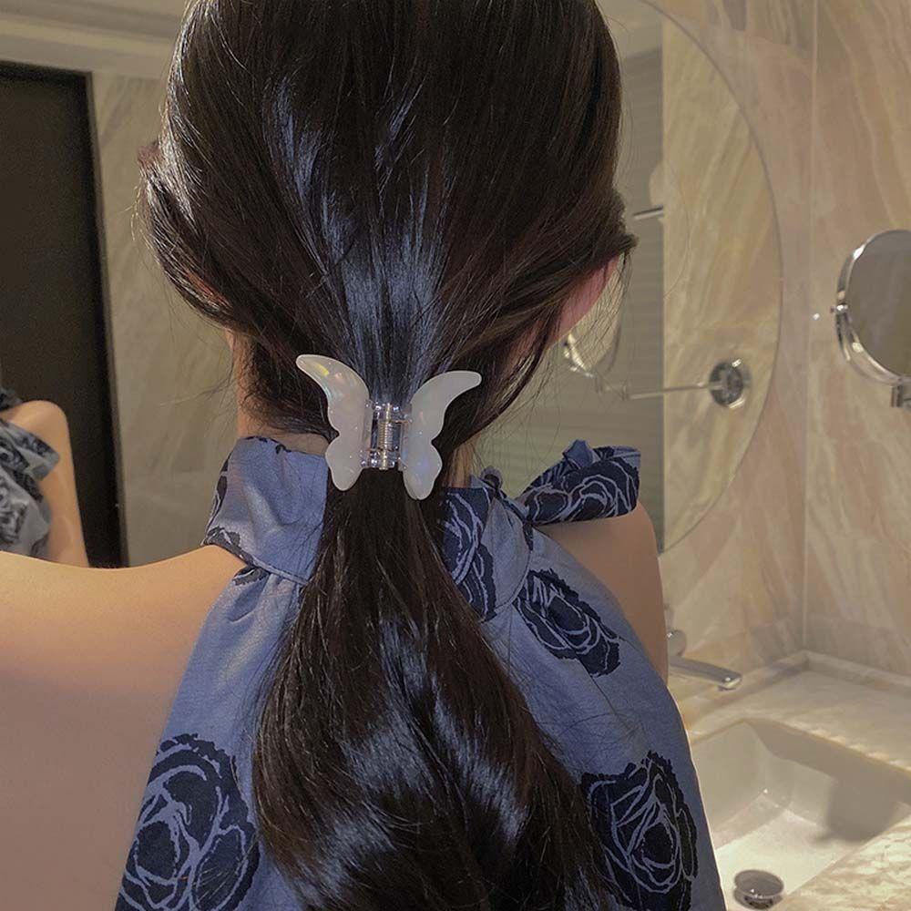 NEEDWAY Women Hair Claw Trendy Sweet Hairgrip Untuk Anak Perempuan Leopard Akrilik Korea Ponytail Holder