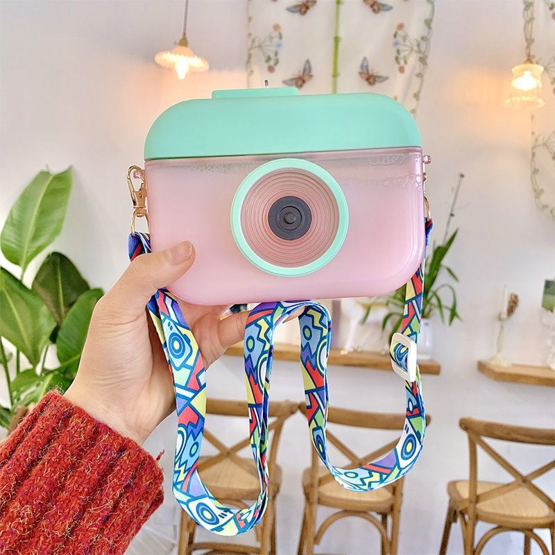 Camera Bottle | Botol Kamera Unik | Botol Minum Anak Free Sticker Karakter-Pink