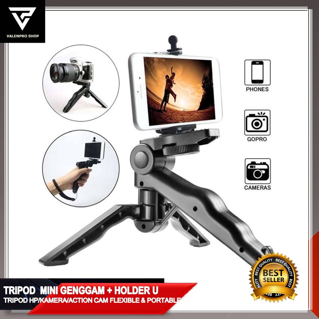 TRIPOD MINI YOUTUBER TRIPOD TANGAN TRIPOD MINI GENGGAM TRIPOD KAMERA TRIPOD HP + HOLDER U