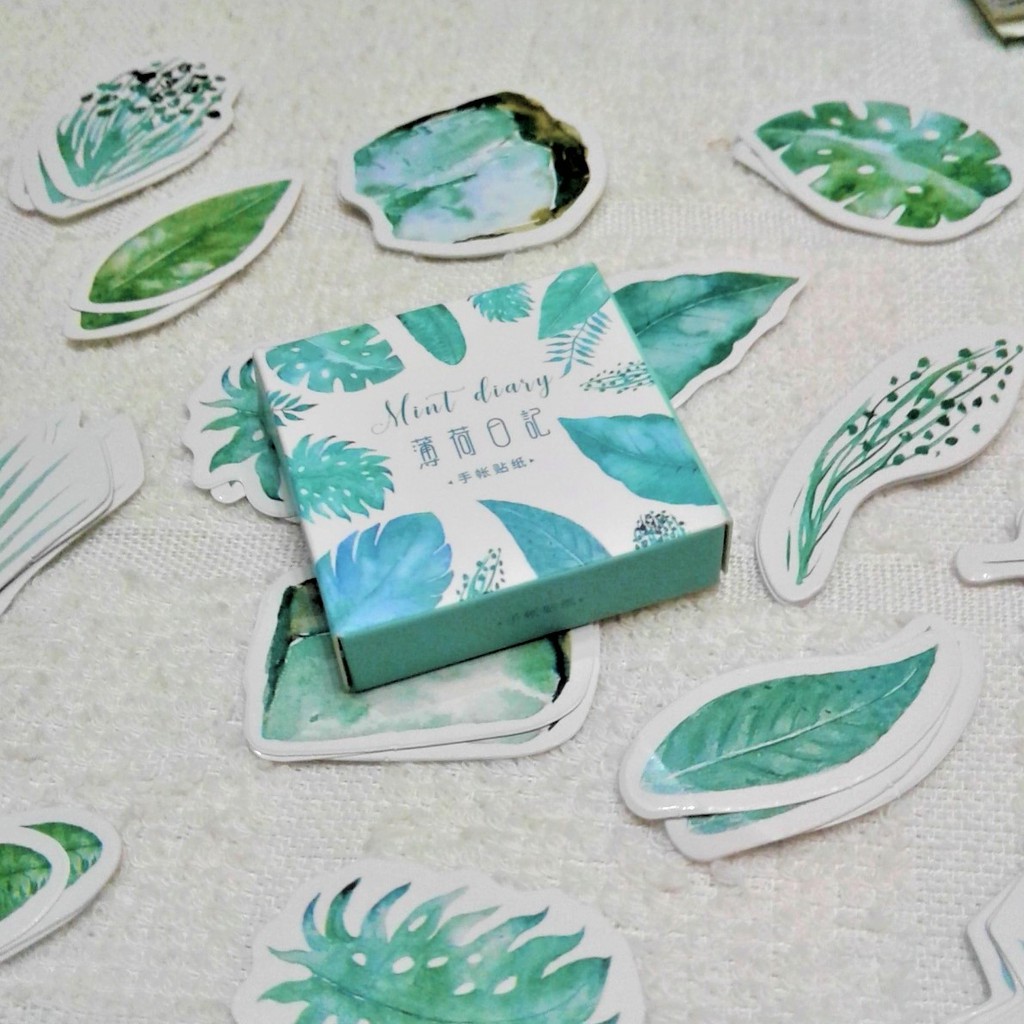 

45 Pcs Stiker Aesthetic Murah/Sticker Box Mint Diary Untuk Scrapbook/Journal/Diary