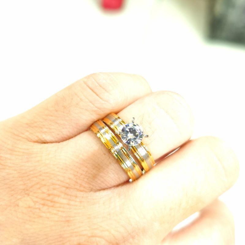 Cincin titanium permata cantik untuk wanita dan pria