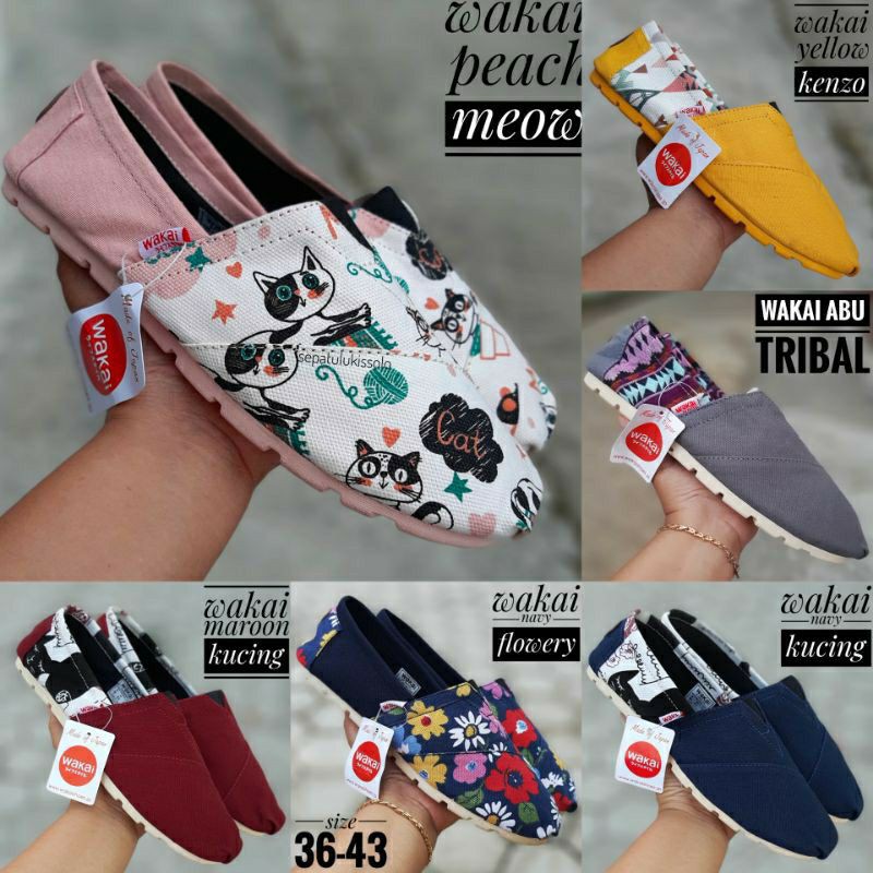 SEPATU WAKAI MOTIF BENDERA DAN ABSTRAK PRIA WANITA | Shopee Indonesia