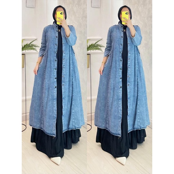 RABBINA SET COAT LONG CARDI JEANS+INNER