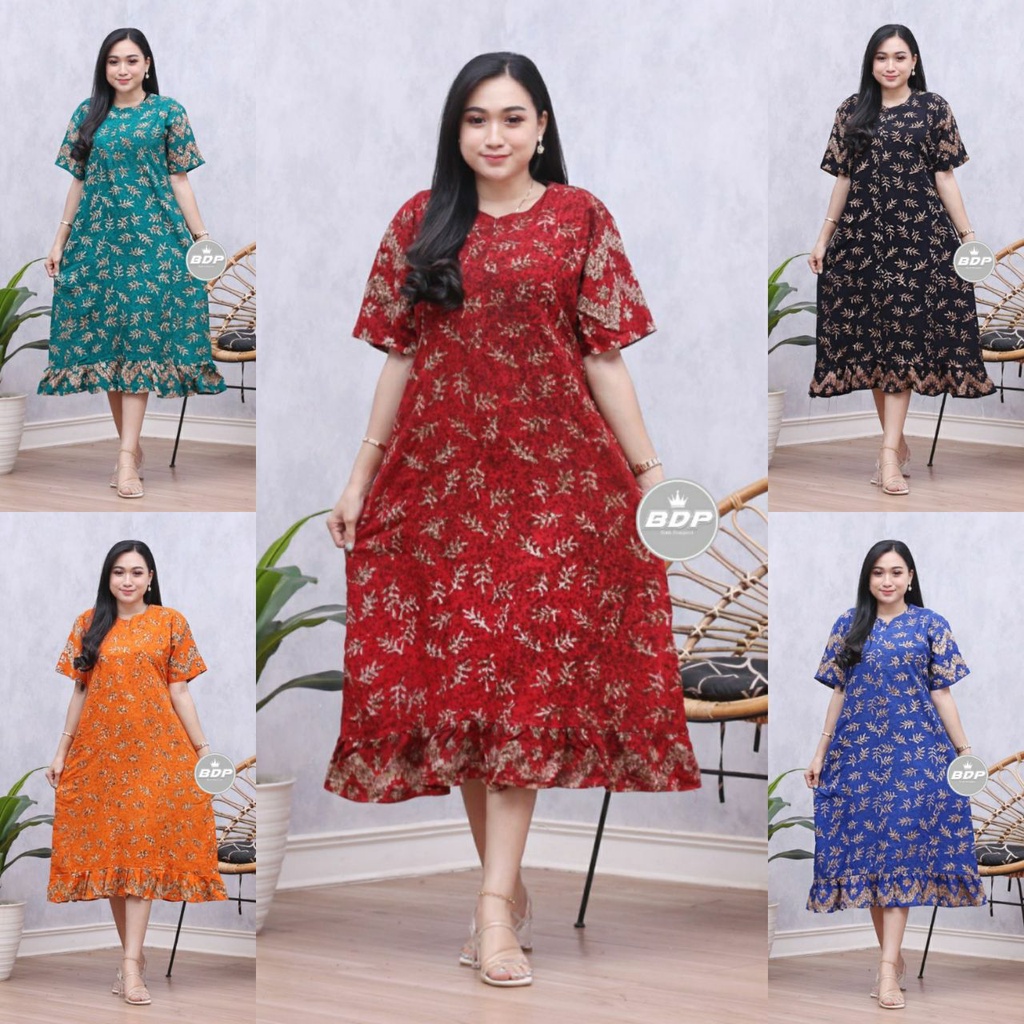 Terbaru | Daster Maura Batik Cap Rayon Premium Busui Resleting depan - Daster Wanita Lengan Pendek Kekinian - Baju Tidur Daster