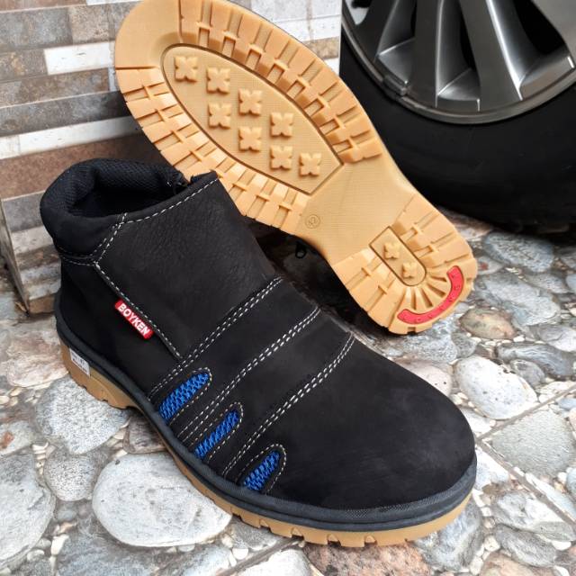 Sepatu Boot pria kulit asli Boyken Hitam nubuck