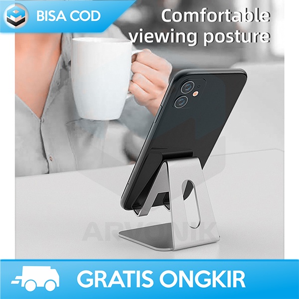 TABLET HOLDER STANDING Y017 ALUMUNIUM SMARTPHONE STAND SILIKON PAD