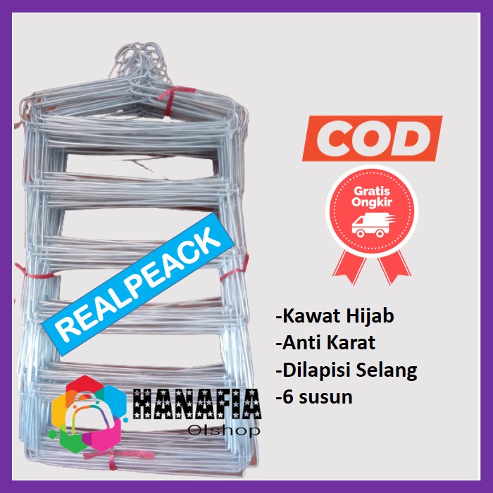 HANGER JILBAB KAWAT LAPIS SELANG 6SUSUN / ANTI KARAT/GANTUNGAN HIJAB