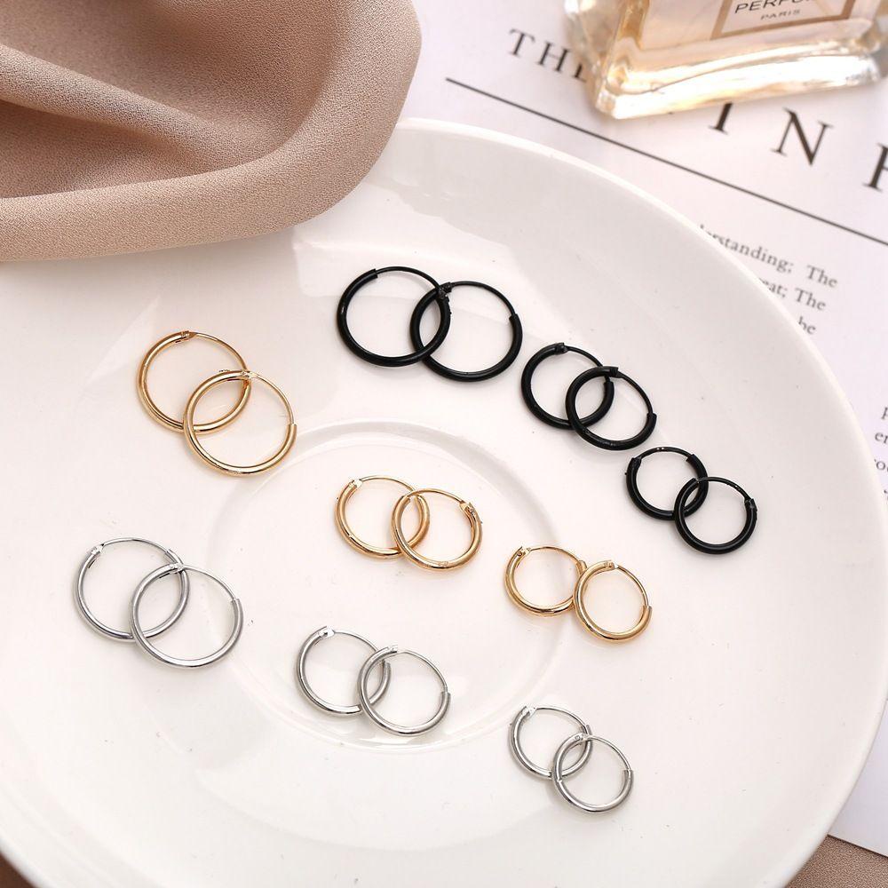 Suyo Cartilage Piercing Loop Punk Hip Hop Perhiasan Telinga Cincin Anting Hoop