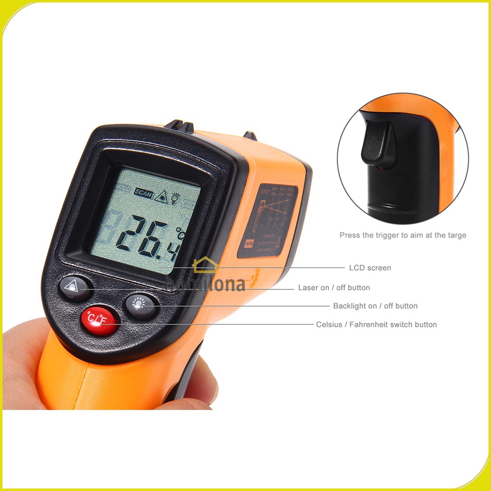 Thermometer Laser Infrared Non Contact - SMARTSENSOR 320-EN-00 - Orange