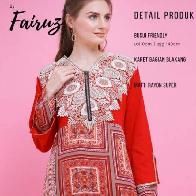 Daster Arab FAIRUZ FREYA Long Dress Rayon Renda import