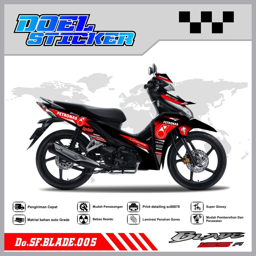 STICKER STRIPING BLADE NEW 125 - STICKER STRIPING LIST VARIASI HOLOGRAM , CROME BLADE NEW 125 DOEL 005