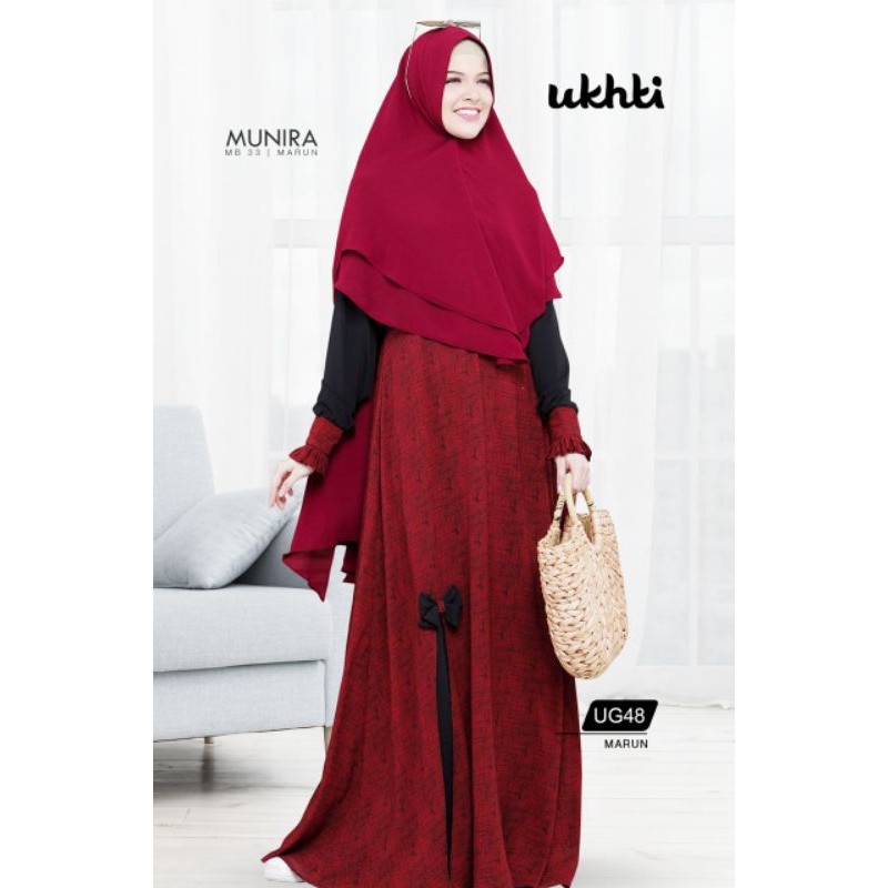 Gamis Sultan Gamis Mewah Gamis Syari Bahan Ceruti Babydoll / Gamis Motif UKHTI UG48 / Gamis Ukhti