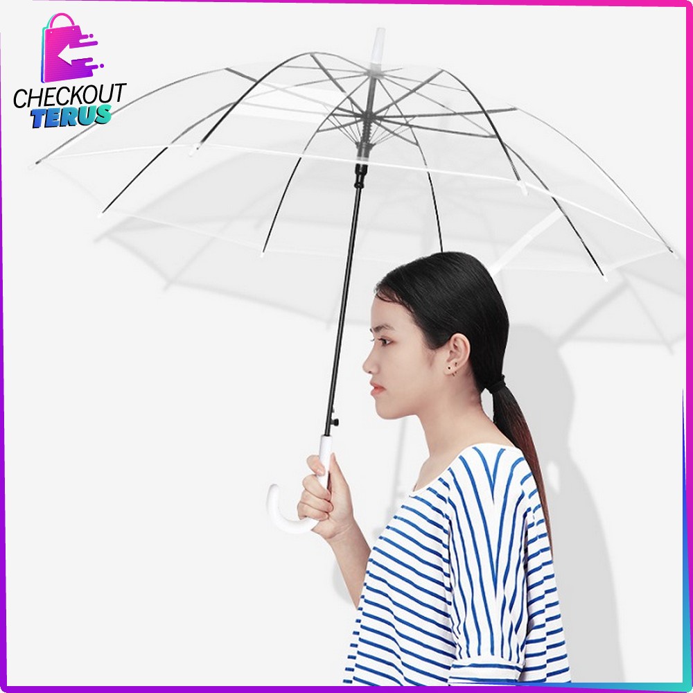 CT C433 Payung Transparan Japanese Korean Style Payung Tongkat Bening Polos Bisa Untuk Kado Souvenir Umbrella Simple Fashion Drama Kore