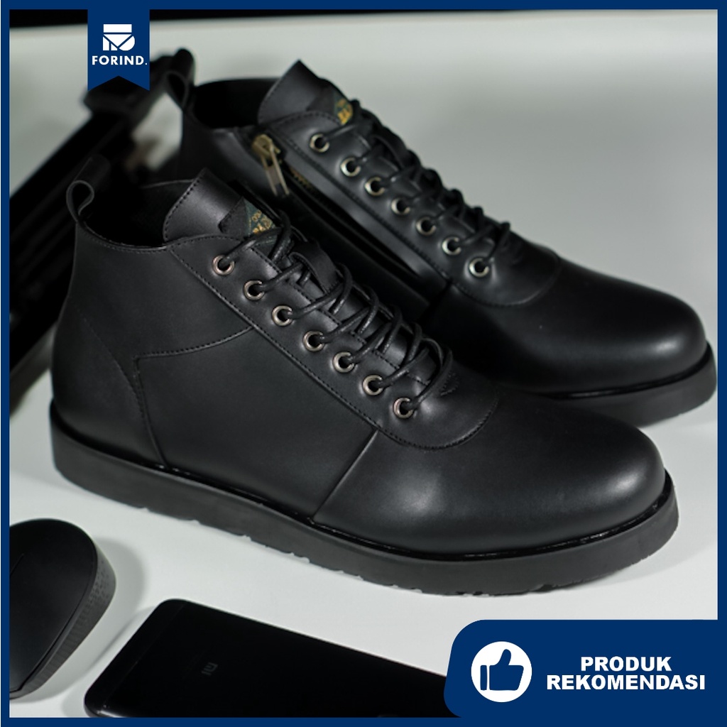 Stevy Black | Sepatu Boots Boot Klasik Pria Cowok Lokal Footwear Asli | FORIND x BARNUM