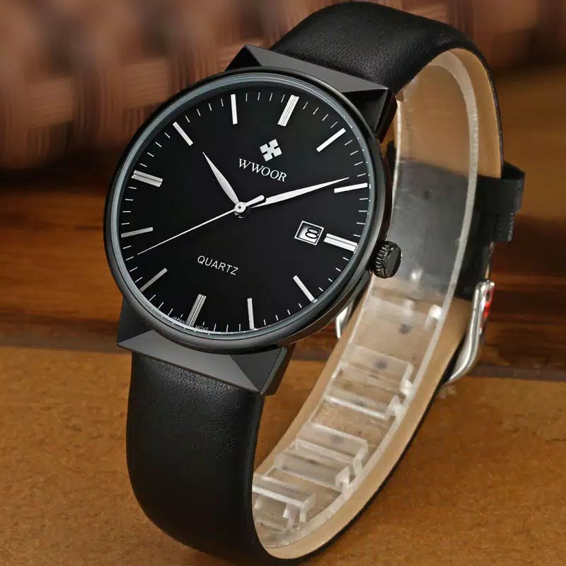 HJ951 Jam Tangan Pria Wwor Anti Air Dengan Simple Watch Tali Kulit Jam Tangan Analog Priga