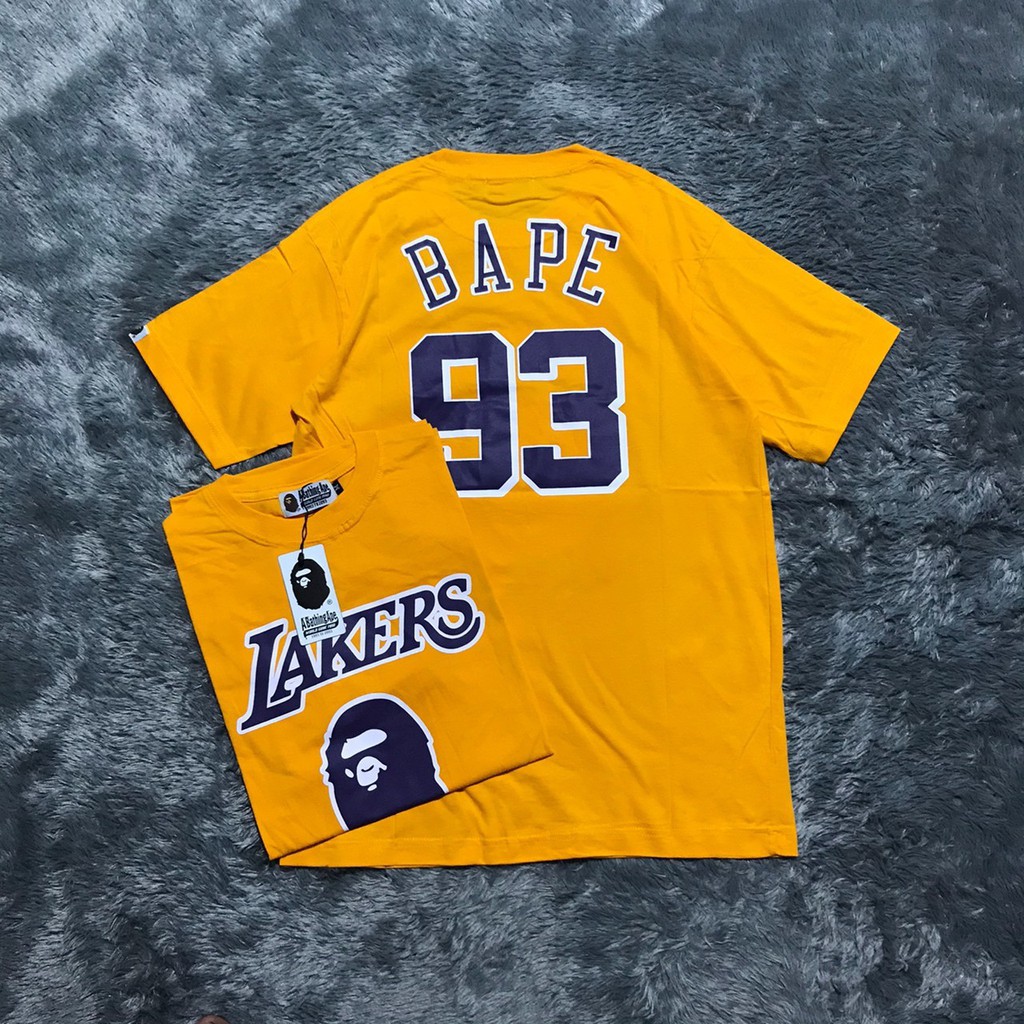 KAOS TSHIRT BAPE A BATHING APE LAKERS YW HIGH MIRROR QUALITY