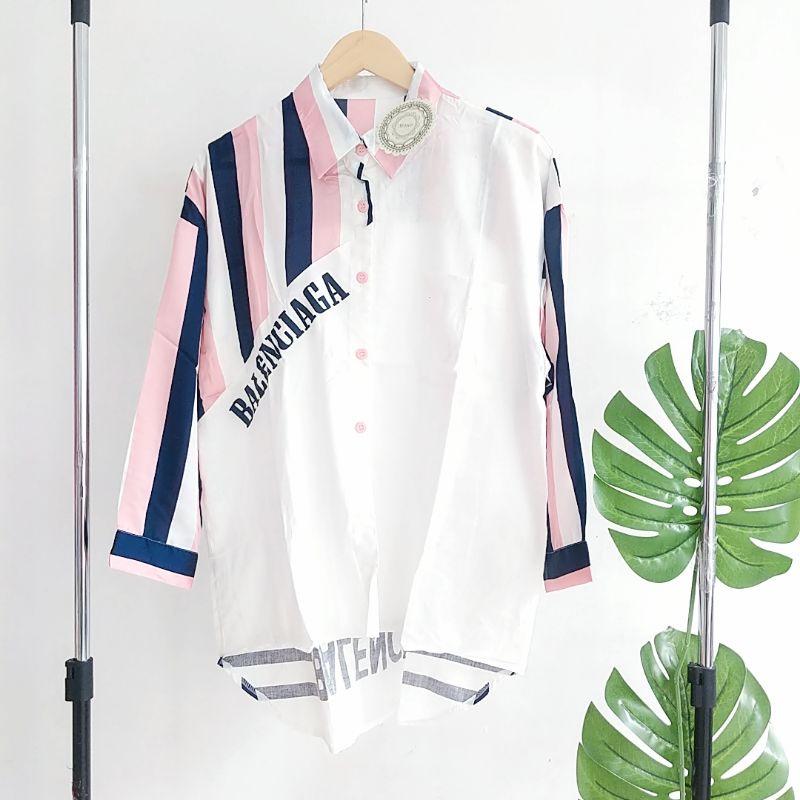 oversized Korean shirt kemeja Jumbo wanita big size fit to XXXL Jumbo brand mosco bahan sifon halus 