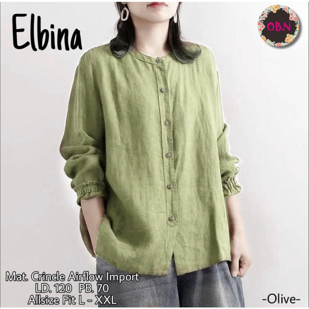 elbina jumbo shirt pakaian baju atasan kemeja blouse oversize ld 120 bigsize big size polos busui fr