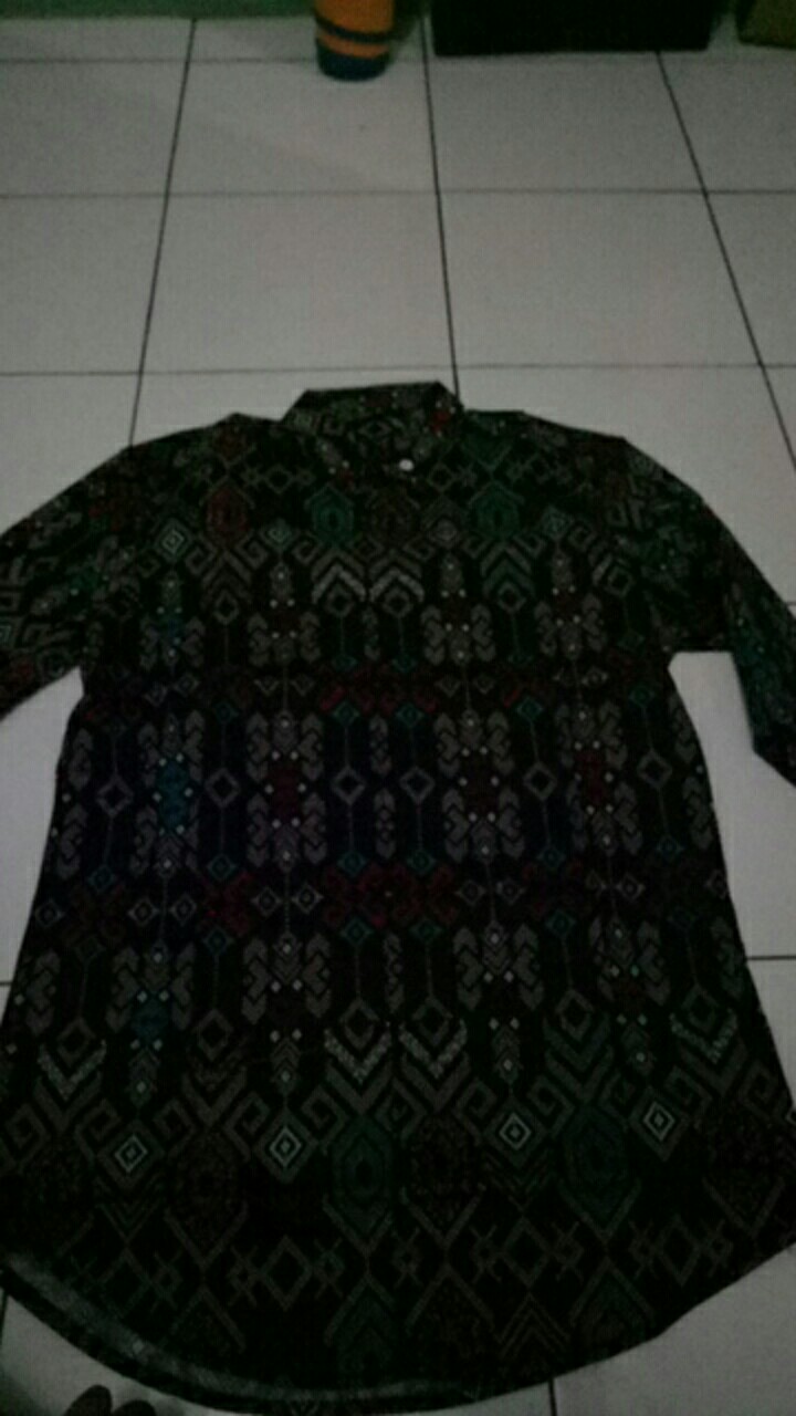 Freypv 8068 Slimfit Long Black Batik Songket M-xl Kemeja Batik A