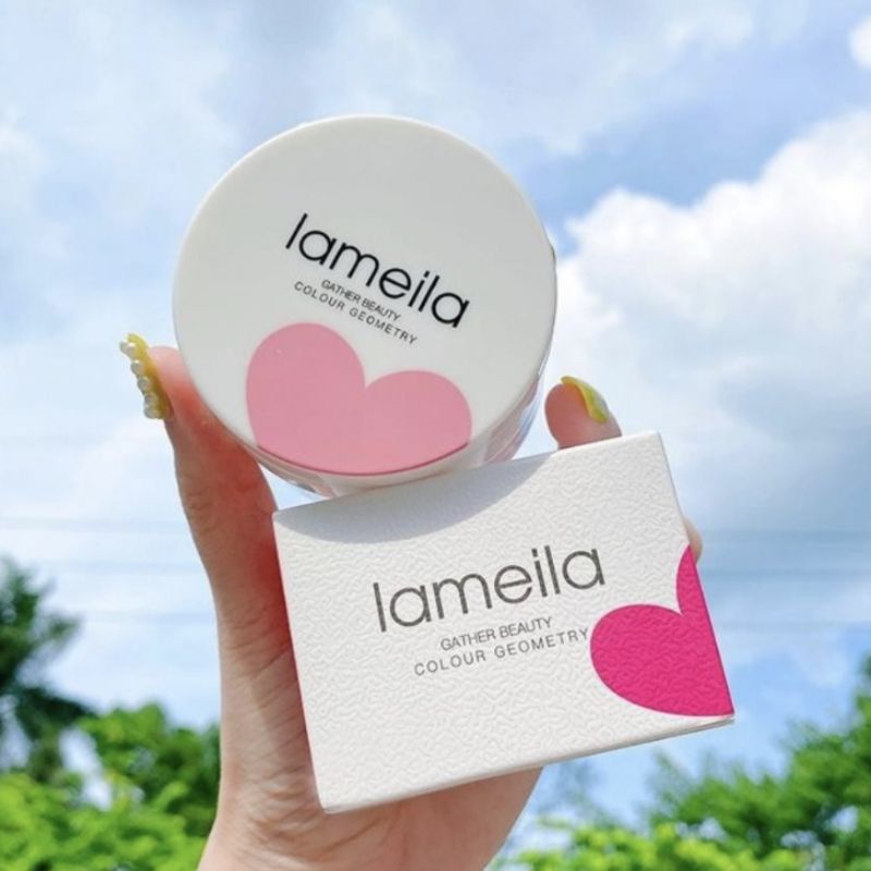 LAMEILA Bedak sakura Makeup base Oil control Powder dengan kaca