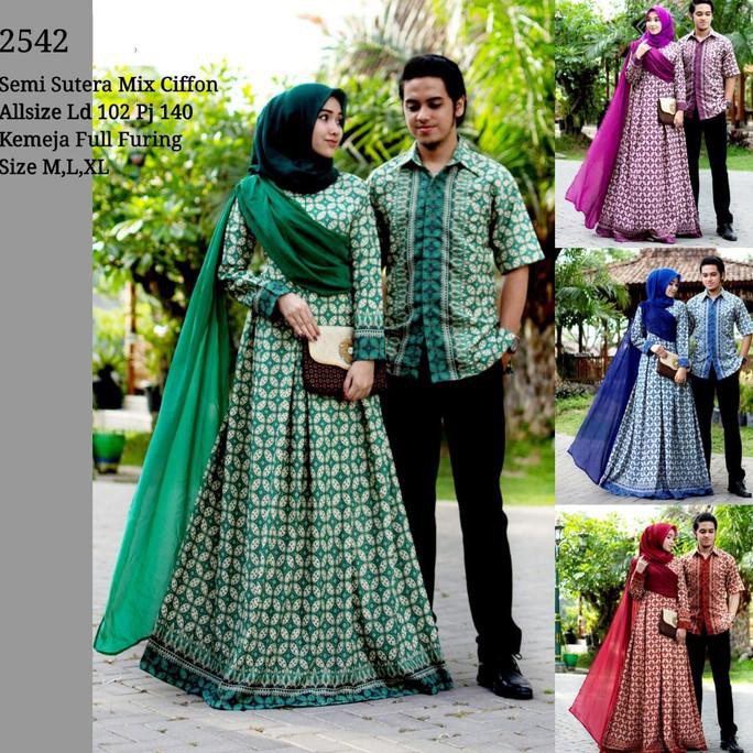 Batik Coupel Gamis Semi Sutra Chiffon 2542