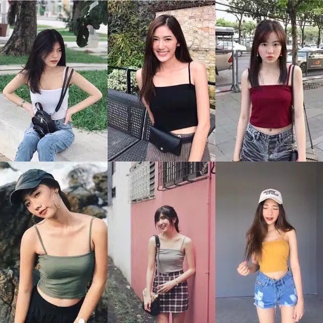TBI Crop Top NH Tank Top Spage Wanita Murah Street Wear Baju Sexy Twice