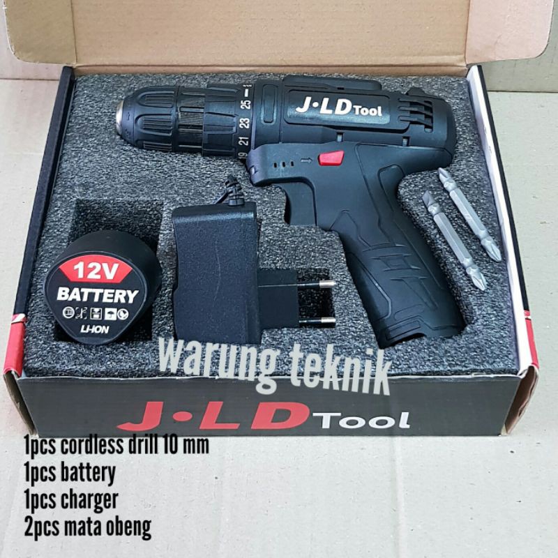 JLD 12S CORDLESS DRILL 10 MM 12 VOLT BOR BATERE 10MM 1 BATERAI